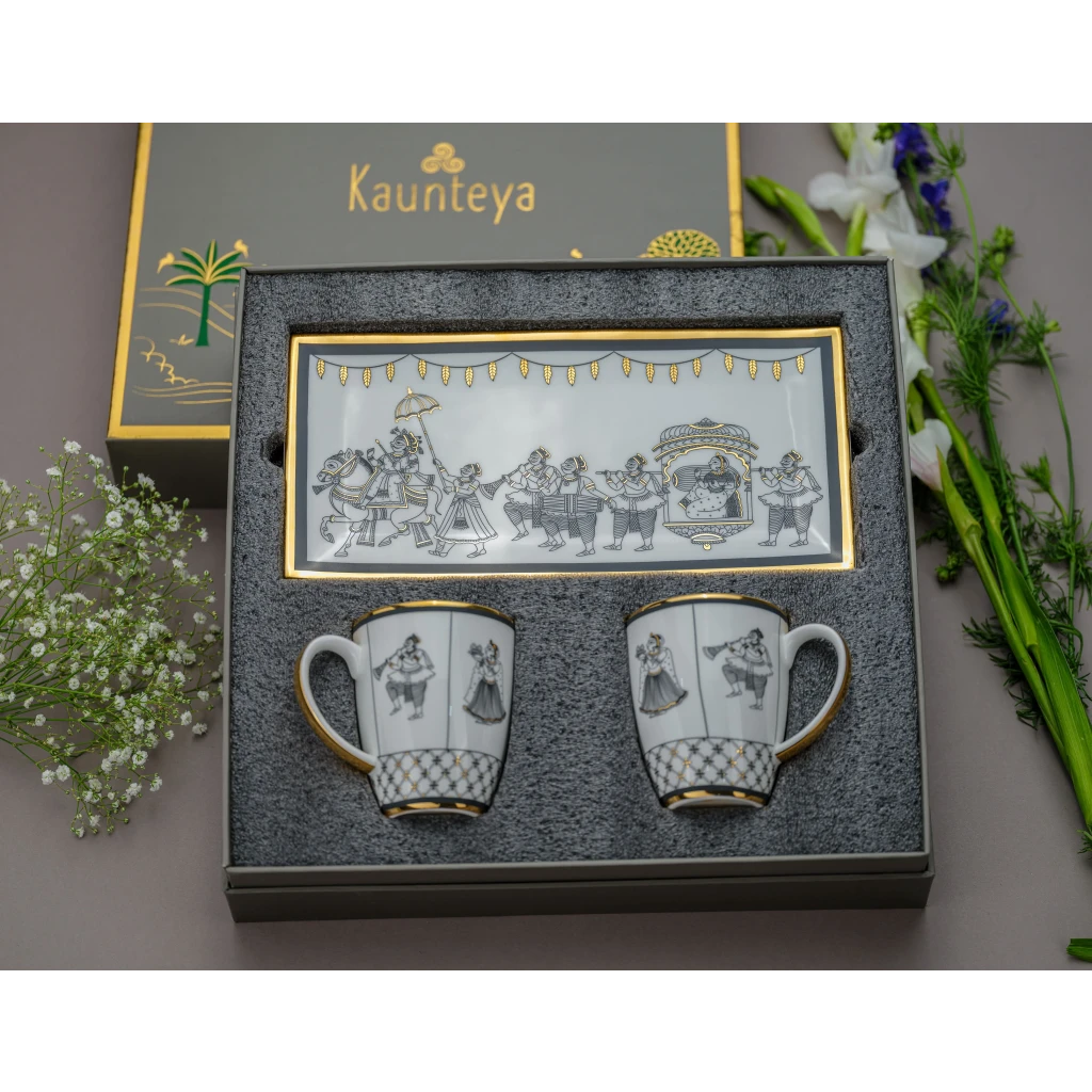 Kaunteya Byah Gift Set (Cookie Plate and 2 Coffee Mugs)