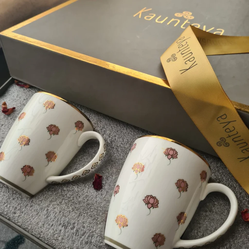 Kaunteya Pichwai Gift Set (2 Lotus Coffee Mugs)