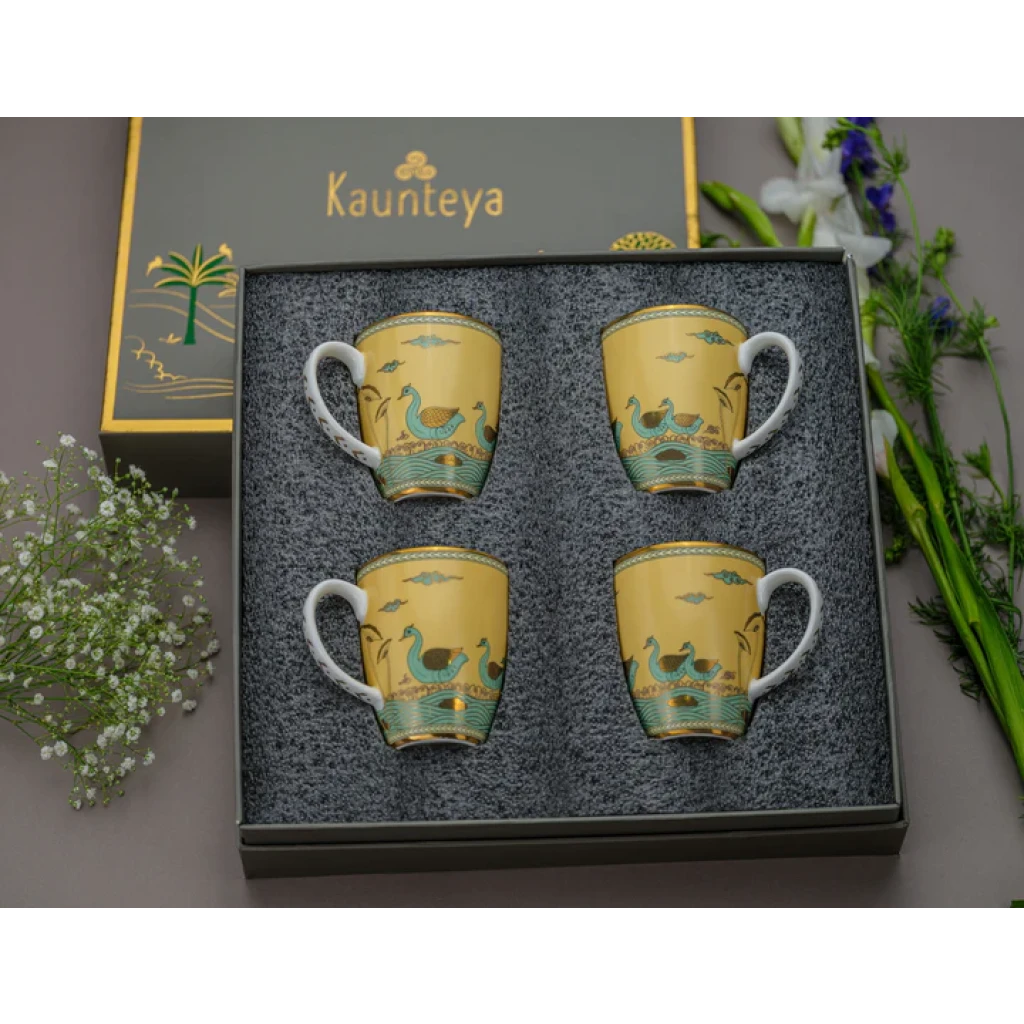 Kaunteya Airavata Gift Set (4 Yellow Swan Coffee Mugs)