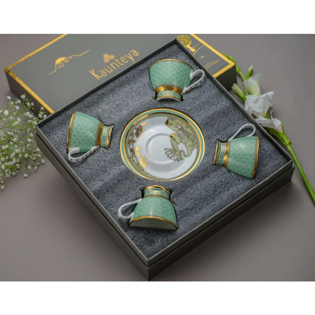 Kaunteya Airavata Gift Set (4 Tea Cups and Saucers)