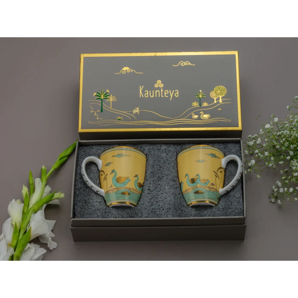 Kaunteya Airavata Gift Set (2 Yellow Swan Coffee Mugs)