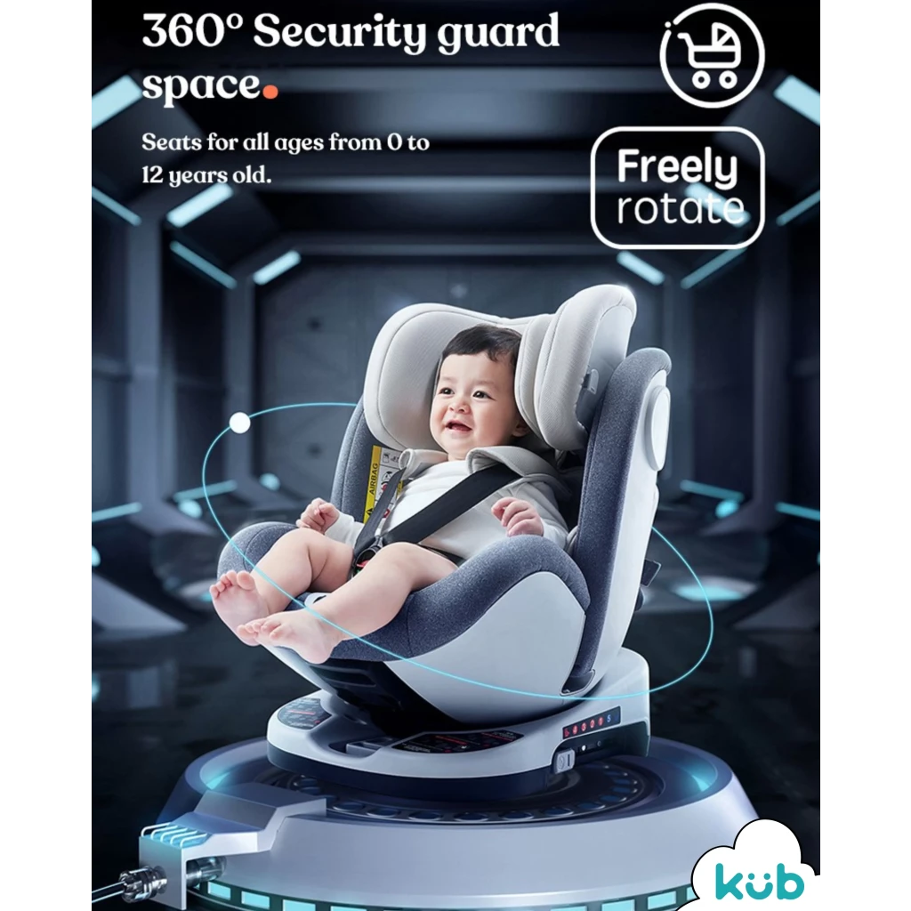 KUB 360° Rotating Safety Car Seat (Grey)