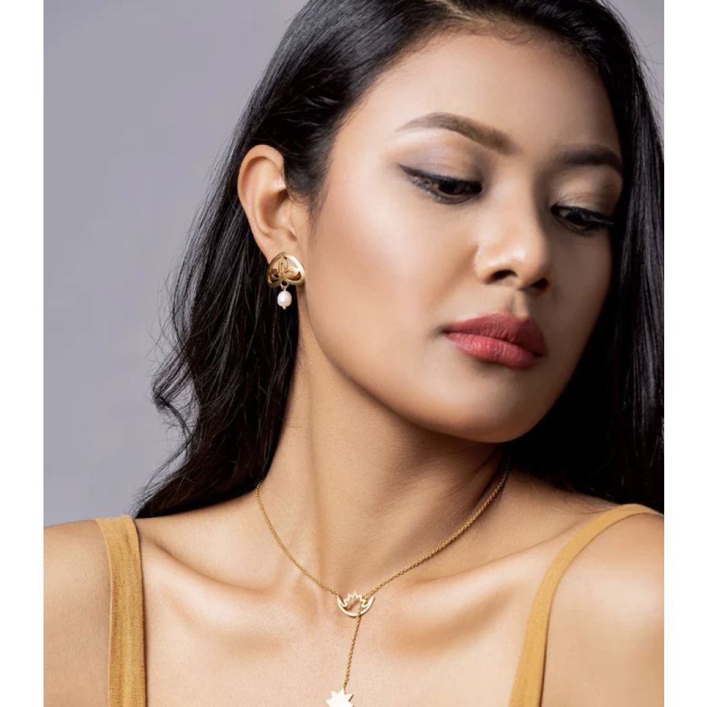 Lil Sherpa Teen Patte Pearly Earrings (24 KT Gold Plated )