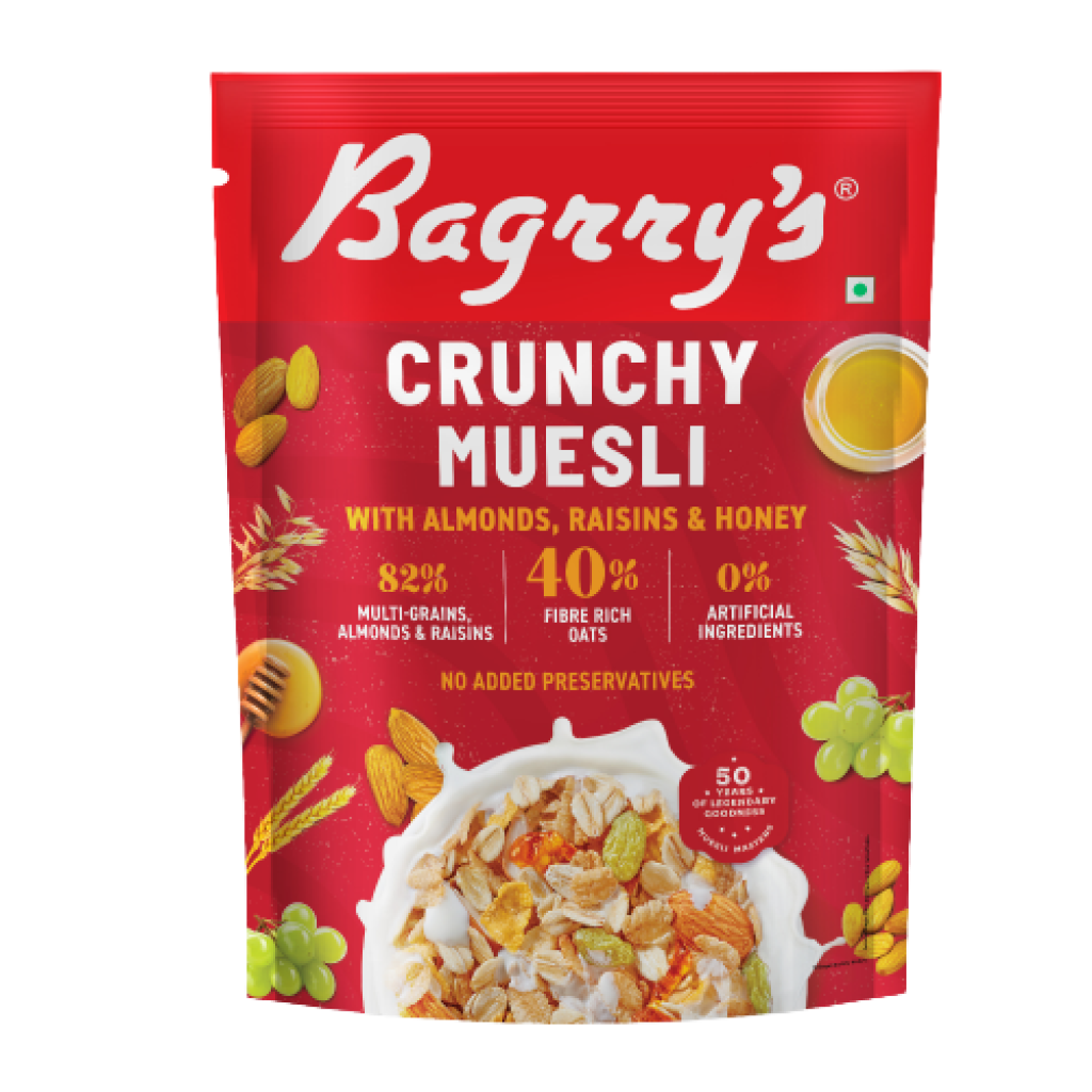 Bagrry's Crunchy Muesli Pouch With Almonds, Raisins & Honey 750g