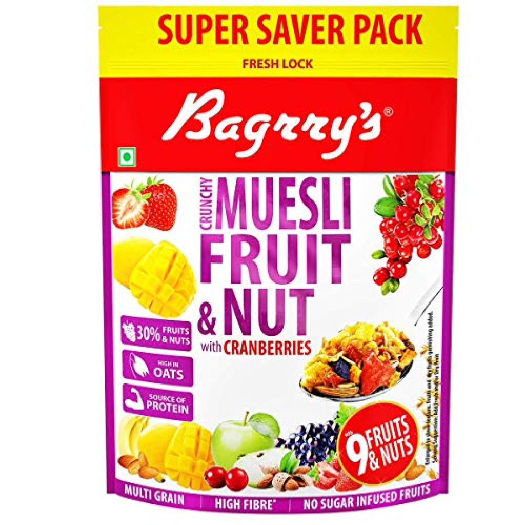 Bagrrys Crunchy Muesli Fruit & Nut Cranberries 750 Gm Pouch