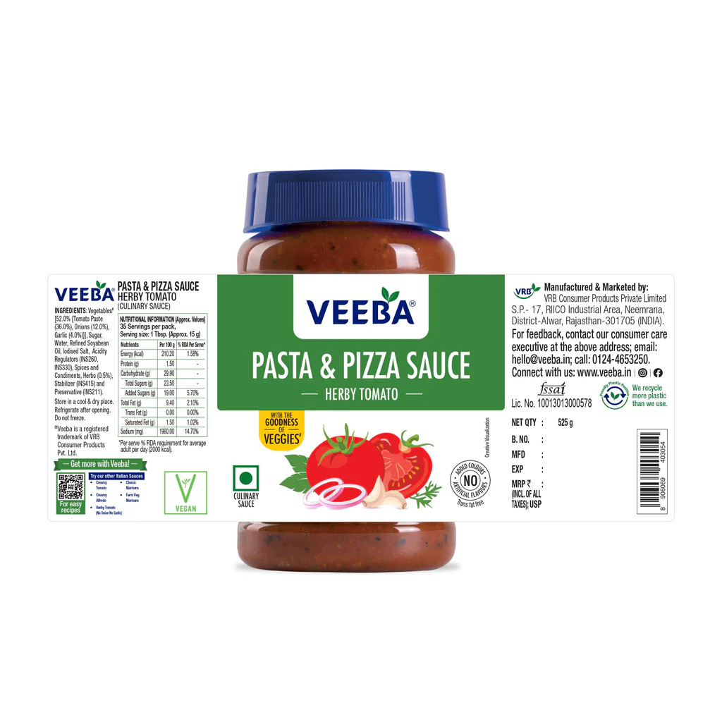 Veeba's Pasta & Pizza Sauce Herby Tomato 525 Gm--3