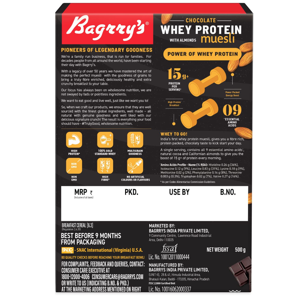 Bagrrys Protein Muesli 500 Gm--3