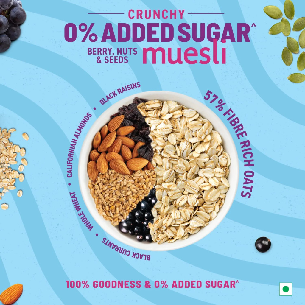 Bagrry 's Crunchy Muesli 0% Added Sugar 500 Gm--2