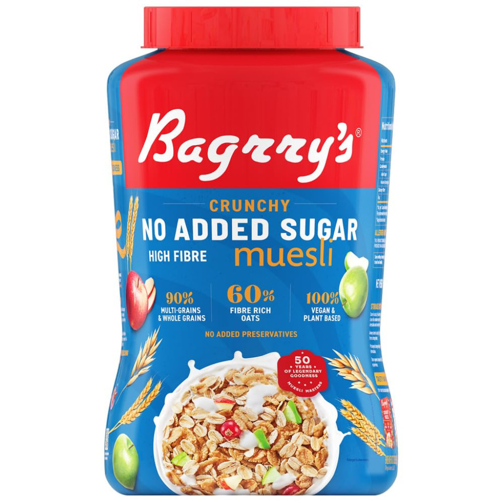 Bagrrys No Added Sugar Crunchy Muesli 1 Kg Jar